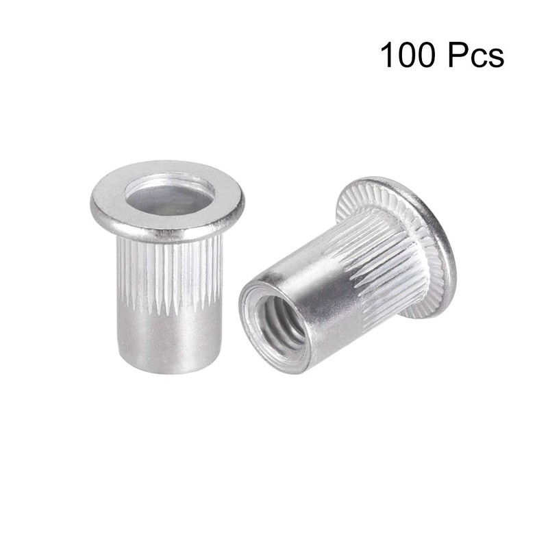 sourcing map M6 Aluminium Alloy Rivet Nuts Flat Head Insert