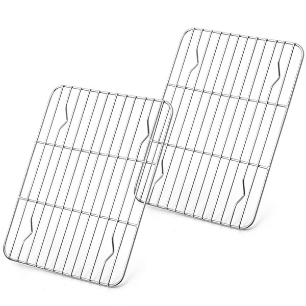 E-far Small Baking Rack Set of 2, Stainless Steel Metal Roasting Cooking Racks, Size – 8.6"x6.2", Non Toxic & Rust Free, Fit for Small Toaster Oven, Dishwasher Safe
