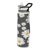 ALAZA Daisy Flower Black Background Sport Water Bottle with Straw