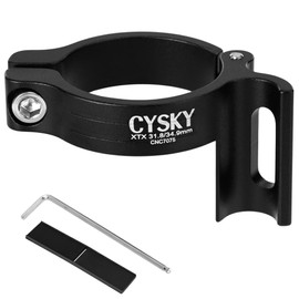 CYSKY Braze On Front Derailleur Adapter 34.9mm with 31.8mm Conversion Shim, Adjustable Braze On Front Derailleur Clamp for MTB Road Bicycle (Black)