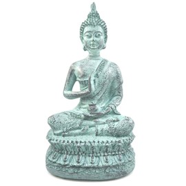 ornerx Thai Sitting Buddha Statue for Home Decor Turquoise 6.7"