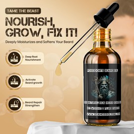 MG Windward Trading LLC Poseidon's Beard Oil with Sea Moss | Organic and Natural Beard Growth Gentleman's Beard Oil | Conditions Moisturizes, Thickens, Promotes Growth and MORE! | 2 oz.