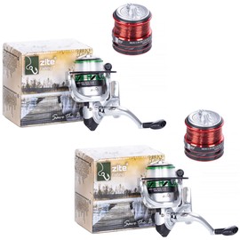 Zite Fishing Reel Set, Trout Reel Spool with Fishing Line, 2 Aluminium Spools, 2 Pieces Stationary Reel, Spinning Reel with Quick Folding Crank, 0.25 mm & 0.35 mm Fishing Line
