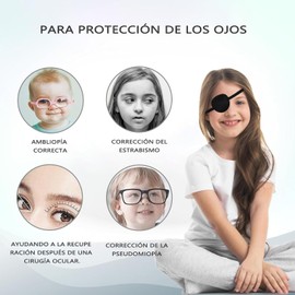 Parches de Ojos Ajustables,6 Parches para Ojos Perezosos,Parches Oculares para Ambliopía De Ambliopía para Ojos Izquierdo O Derecho Parches para Entrenamiento de Ojos Perezosos (Negro)