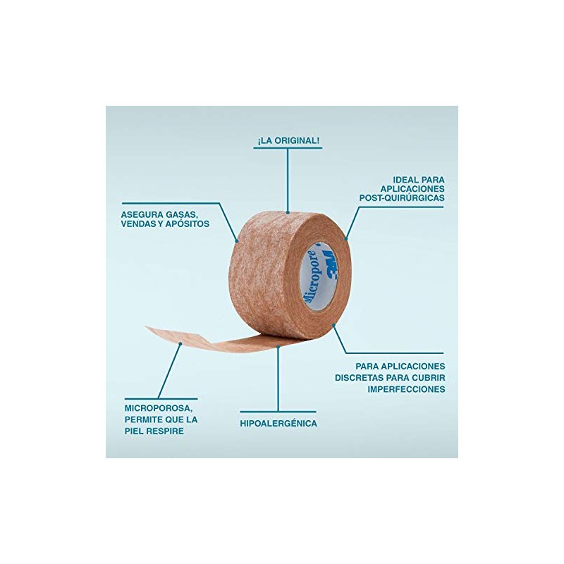 Nexcare 3M, Cinta Microporosa Hipoalergénica, Transpirable y Fácil de Remover,