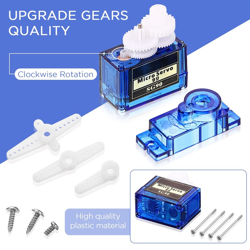 Hanaive 16 Pcs SG90 9g Mini Micro Servo Motors RC