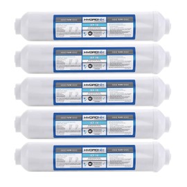 Hydronix 5 Pack ICF-10 Reverse Osmosis Post Polishing, Fridge & Ice Inline Coconut GAC Water Filter, 2000 Gal 1/4" NPT
