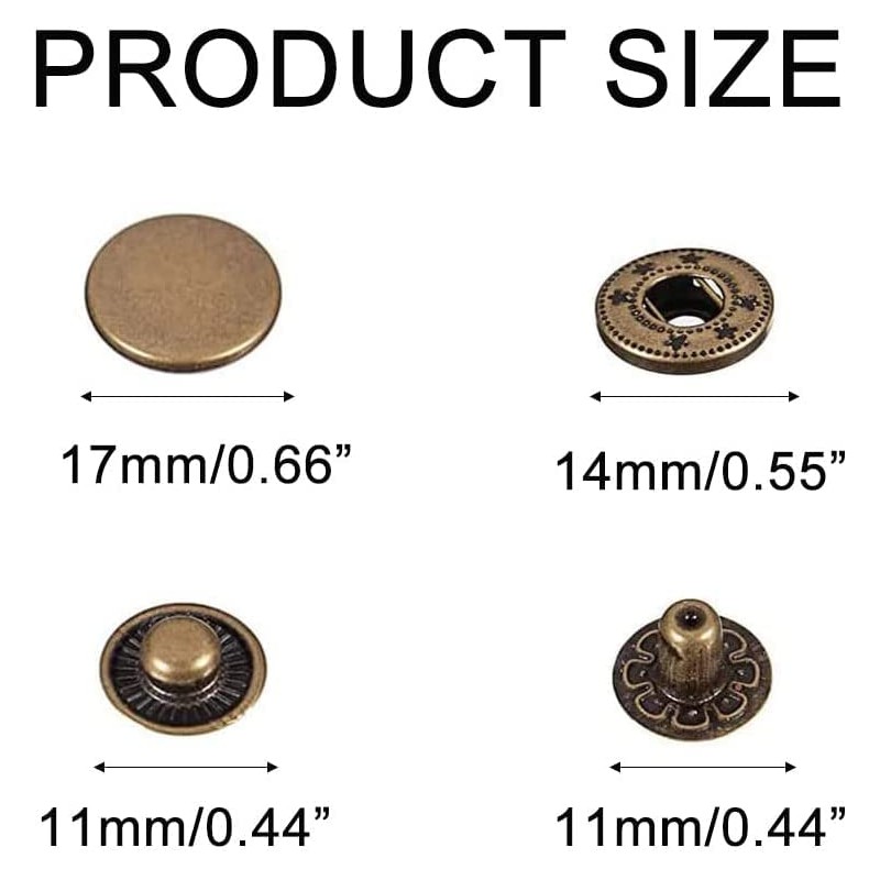 24 Sets Heavy Duty Leather Snap Fasteners Kit, BetterJonny 17mm
