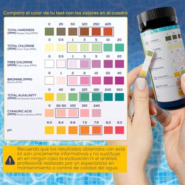100 x 7 in 1 Pool & Spa Test Strips - pH Meter for Free Chlorine, Alkalinity, Total Hardness, Cyanuric Acid and Bromine - Ideal for Hot Tubs and Professional Maintenance