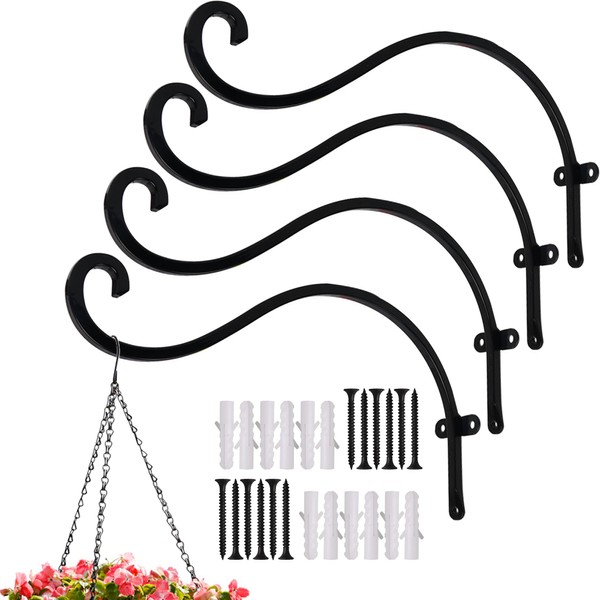 Hourleey 4 Pack Plant Hanger Outdoor, 12 Inch Heavy-Duty Hanging