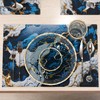 MARBLELIZED - Washable American Placemats, Blue Marble Effect Fabric Placemats,