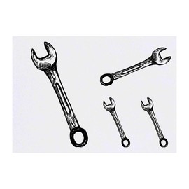 4 x 'Spanner Tool' Temporary Tattoos - Water Resistant, Skin-Safe, Non-Toxic Transfers, Mixed Sizes (TO00008439)