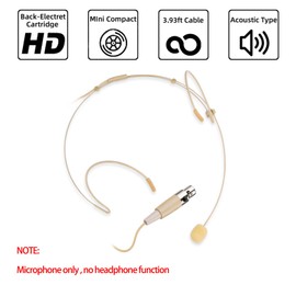 Sujeetec Headset Microphone Headband Mic for Shure Wireless Bodypack Transmitter Pocket Transmitter - Ideal for Lectures, Theatre, Podcasts - Mini XLR TA4F Plug