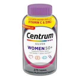 Multivitamínico Centrum 50+ Silver Women 275 Multivitamínico Importado con los niveles más altos de vitamina C y zinc, Centrum Silver Women 50+, 275 tabletas, niveles más altos de vitamina C y zinc.
