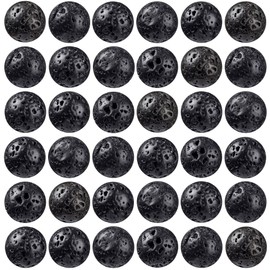 100Pcs Natural Stone Beads 8mm Lava Beads Round Gemstone Loose Beads with Elastic Bracelet String for Bracelets Necklace Jewelry Making