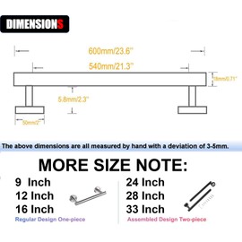 24 Inch Towel Bar for Bathroom 9/12/16/24/28/33 Inch Kitchen Hand Towel Holder Brushed Nickel SUS304 Stainless Steel RUSTPROOF Wall Mount Towel Rod (1, Brushed Nickel, 24 Inch)