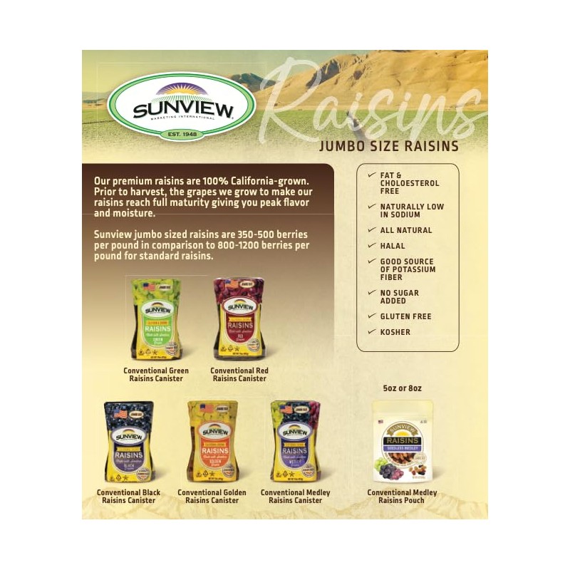 Jumbo Seedless Medley Raisins - 3 15oz. Canisters