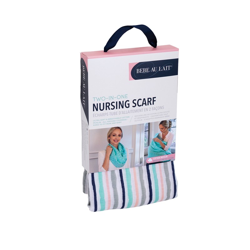 ベベオレ 授乳スカーフ・ナーシングスカーフ キャンディーストライプ（モスリンコットン）