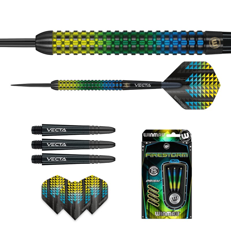 WINMAU Firestorm 25 Gram Professional Steeltip Tungsten Darts Set with