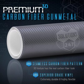 Premium Top Grade Real Sheet Overlay 60" x 96" In Vinyl Wrap Bubble Free Air Release 3D Gunmetal Carbon Fiber Roll