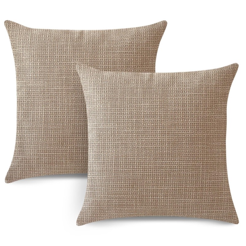Artscope Light Coffee Cushion Covers Set of 2 Linen Decorative