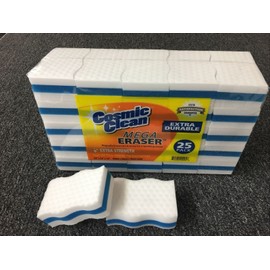 Cosmic Clean Mega Eraser Extra Durable Compressed 25 Pack Melamine Sponge