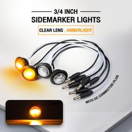 MADCATZ 200 Pcs of 3/4 Inch Side Marker Clear Lens Amber Lights 3 LED Mini Round Indicator Lights with Connector Plug Signal Lamps Grommet for Trailer Truck RV Lorry Boat 12V DC