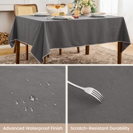 Simple&Opulence 100% Cotton Rectangle Tablecloth 58x120, Canvas Fabric Waterproof Washable Table Cloth, Decorative Farmhouse Table Cover for Dining Room, Kitchen, Buffet Parties, Outdoor(Grey)