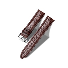 MUENShop Alligator Watch Strap Genuine Crocodile Leather Strap 18 mm 19 mm 20 mm 21 mm 22 mm 23 mm 24 mm Black Brown Blue Replacement Watch Strap for Men Women, brown, Classic