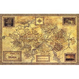 NLopezArt Moria Map Illustration - Fantasy Poster (11x17 inches, Full Color, Glossy)