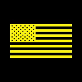 Hill Country Vinyl American US Flag [Pick Color/Size] Vinyl Decal Sticker for Laptop/Car/Truck/Window/Bumper (5in x 2.8in, Matte Yellow)