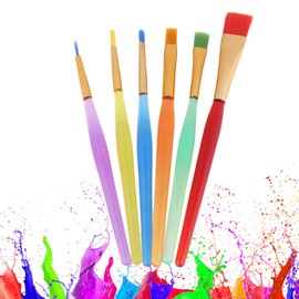 Paint Brushes for Kids, 6pcs Toddler Paint Brushes Round and Flat Preschool Paint Brush for Washable Paint Acrylic Paint for Toddler Ages 4