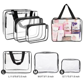 Clear Cosmetic Bag, 6PCS Toiletry Makeup PVC Bags Set Waterproof with Zipper and Portable Handle for Women Men Kids Gift