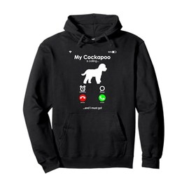 Cockapoo Calling Silhouette Design for Dog Lovers Fun Pullover Hoodie