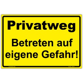 Sign "Privatweg-Enter At Your Own Risk Design 300 x 200 MM, Stable Aluminium Composite Panel 3 MM thick