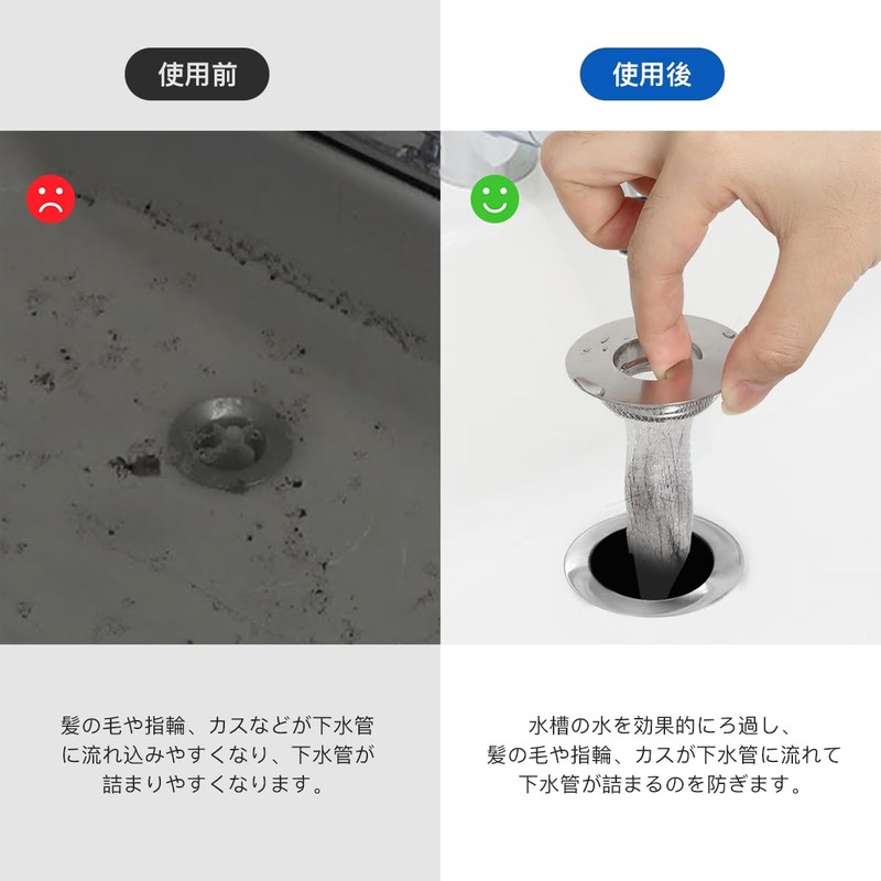 LANMU Washbasin Hair Catcher, Washbasin, Drain Outlet, Garbage Receptor, Stainless