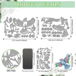 MAYJOYDIY Flowers and Birds Metal Cutting Dies for Crafts Cards Branches Leaves and Spring Flowers Animals Embossing Folder for Scrapbooking Craft Paper Birthday Cards Gift Decoration