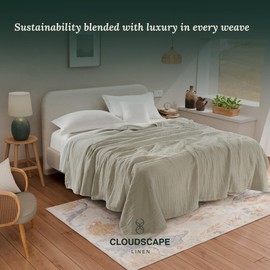 XtraLarge 8 Layer Muslin Blanket Queen Size - 92 x 92 Inches, Beige Gauze Blanket Queen | 100% Luxury Cotton Blanket Queen | Lightweight, Breathable, Cooling Soft Blanket for All Season - Fog Blankets