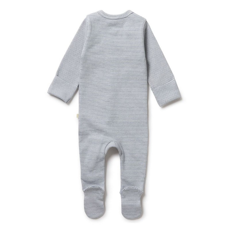 Wilson & Frenchy Organic Stripe Rib Zipsuit with Feet -
