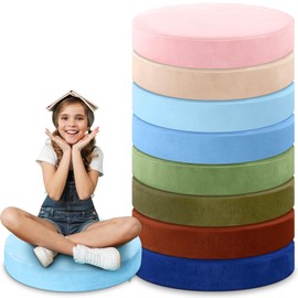 GlikCeil 8 Pcs Round Floor Pillow Cushions for Kids Classroom 15'' Soft Flexible Seating Chair Floor Seats for Reading Corner Playroom - Autumn Winter School Supplies (Creamy Pastels Series)