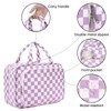 Narwey Large Checkered Hanging Travel Toiletry Bag for Women Wash