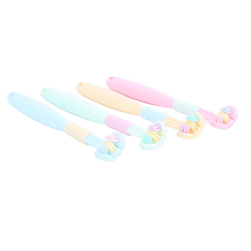 4pcs Three Sided Toothbrush Soft Bristles Three Head Teeth Cleaner