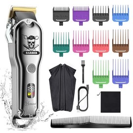Hatteker Maquina de cortar cabello profesional Cortapelos Kit de corte de pelo de peluquería Cortardor de pelos IPX7 impermeable sin cable para cortabarba Recortadora de pelo