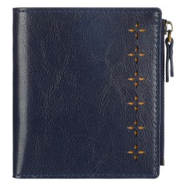 Lavemi Ultra Thin Small Compact Leather Womens Girls Wallets RFID Blocking Credit Card Holder for Women, 1-blue, One Size