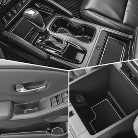 Auovo Center Console Mats Compatible with Nissan Frontier 2022+ Door Slot Pad Automotive Interior Decor Door Liners Cup Holder Inserts(18pcs/Set, Crew Cab, White)