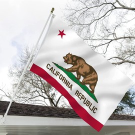 California Republic State Flag Double Sided 4x6 Outdoor Heavy Duty 3 Ply Cali Bear Flags with Durable Canvas Header and 2 Brass Grommets Vivid Colors CA Flags