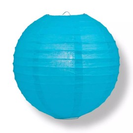 Quasimoon 20" Turquoise Round Paper Lantern, Even Ribbing, Chinese Hanging Wedding & Party