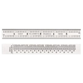 Starrett Spring Tempered Steel Rule with Satin Chrome Finish, Quick Reading and Decimal Equivalents - 6" Length, 10R Graduation Type, 3/64" Thickness - C622R-6