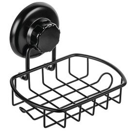 HASKO accessories Suction Soap Dish with Hooks | Powerful Vacuum Suction Cup Soap Holder | Soap Basket Sponge Holder for Bathroom & Kitchen (Polished Stainless Steel SS304)