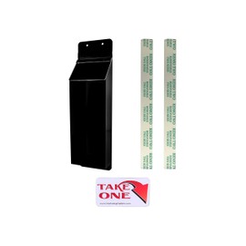Marketing Holders Outdoor Brochure Holder Holds 4" x 9" Rack Cards Black and Clear Acrylic Wall Mount Pamphlets Box with Lid and Take One Sticker and Adhesive Strips